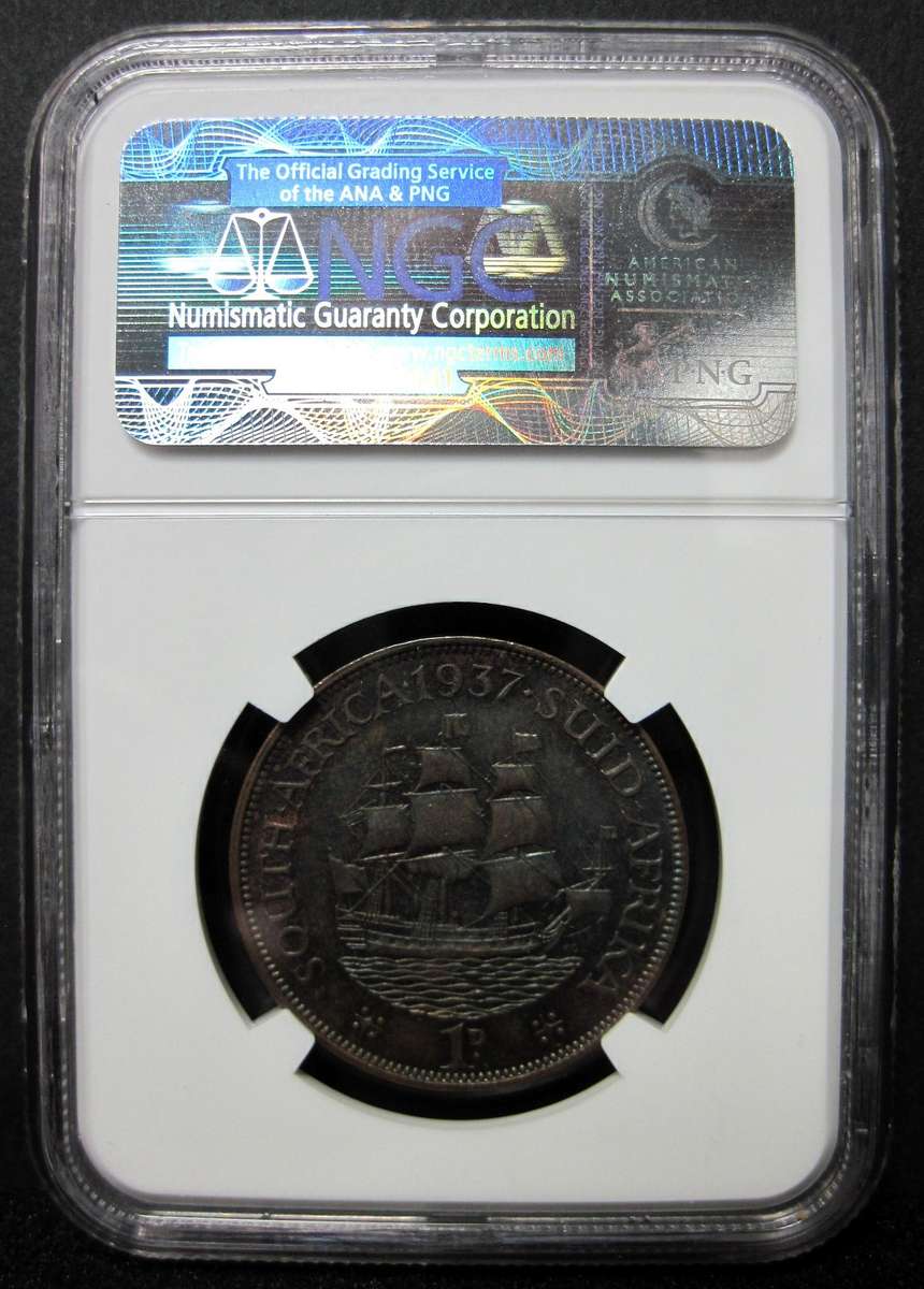 SA Union 1 Penny 1937 - NGC MS63BN