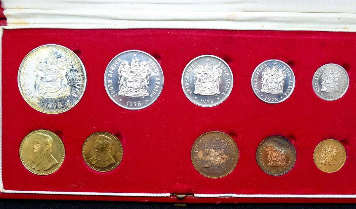 RSA 1978 short Proof Set in long box - Silver R1 coin, no gold