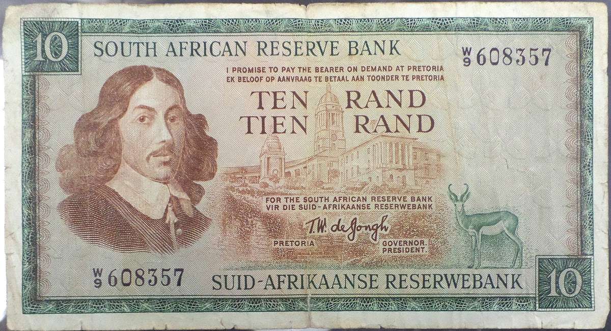 *R1 Auction* RSA 10 Rand late 1960's(TW de Jongh 1st Issue) - W9 Replacement
