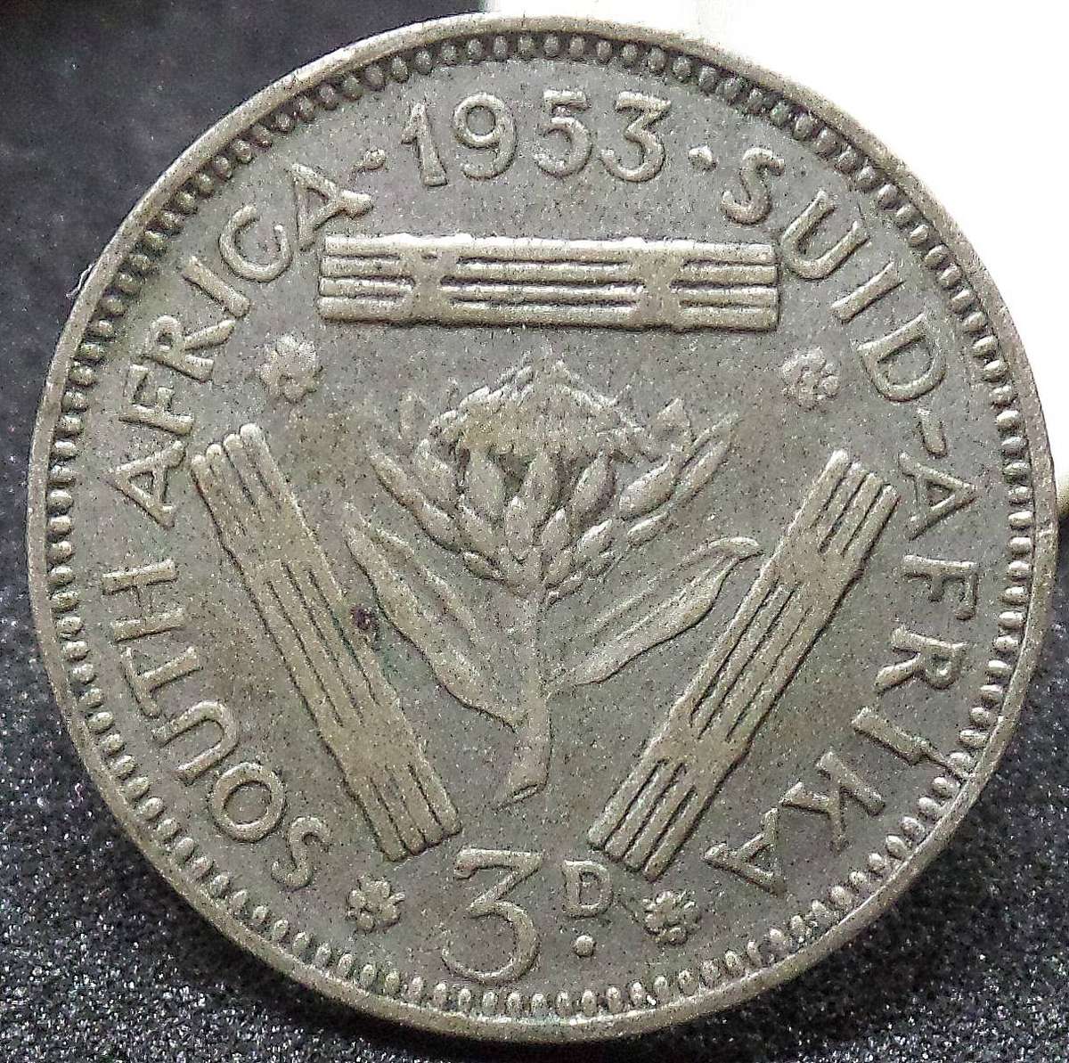 SA Union 3 Pence 1953 - Planchet Error