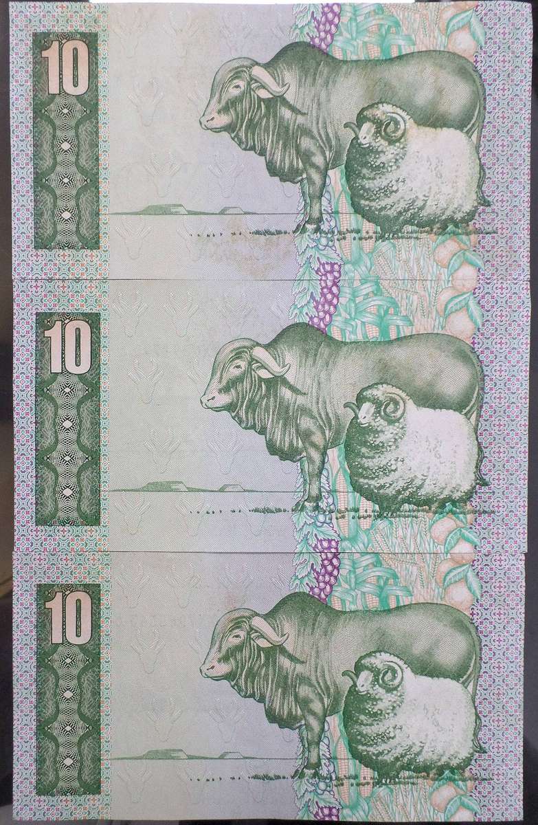 *R1 Auction* 3x RSA 10 Rand late 1980's - XX Replacement notes