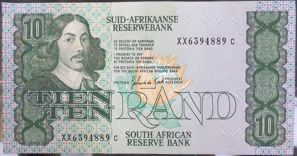 RSA 10 Rand late 1980's(G de Kock 3rd Issue) - XX Replacement