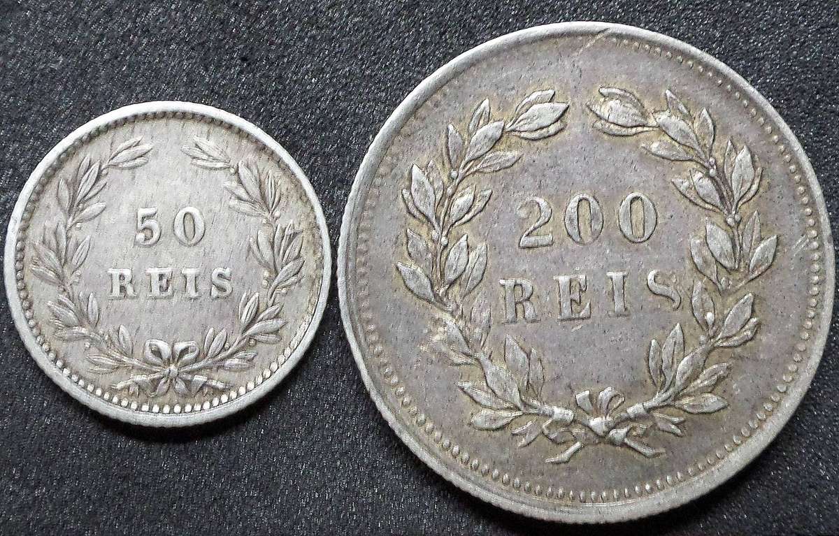 Portugal 50 & 200 Reis late 1800's