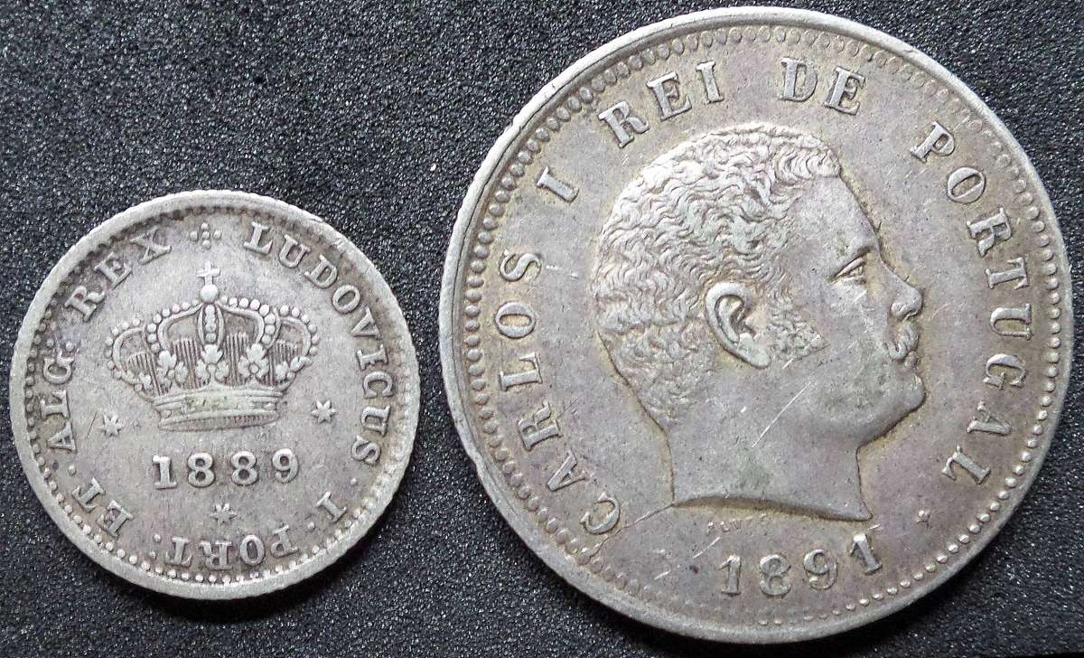 Portugal 50 & 200 Reis late 1800's