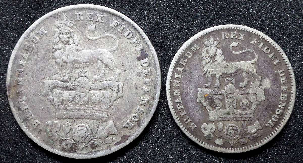 UK 6d & 1 Shilling 1826 - George IV