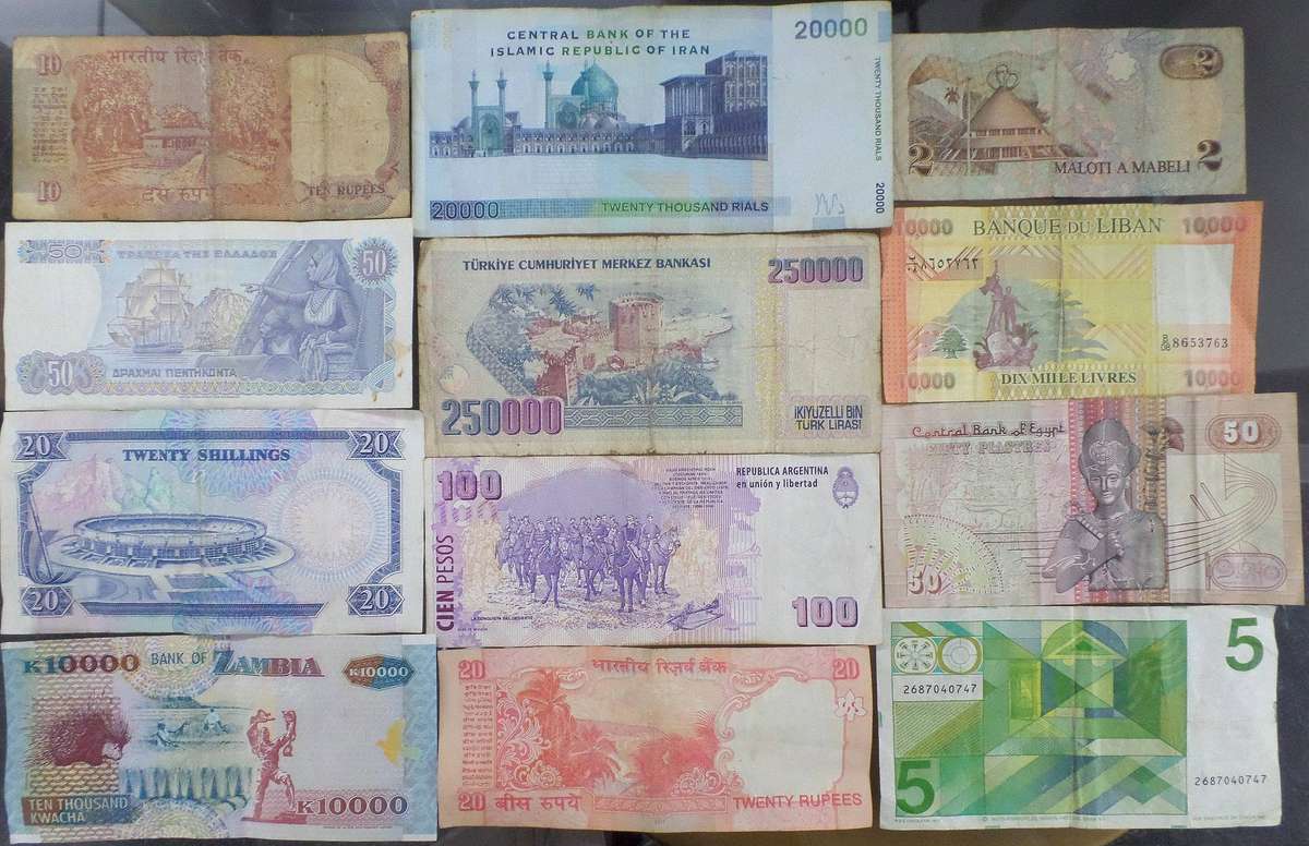 Lot of 12 International bank notes