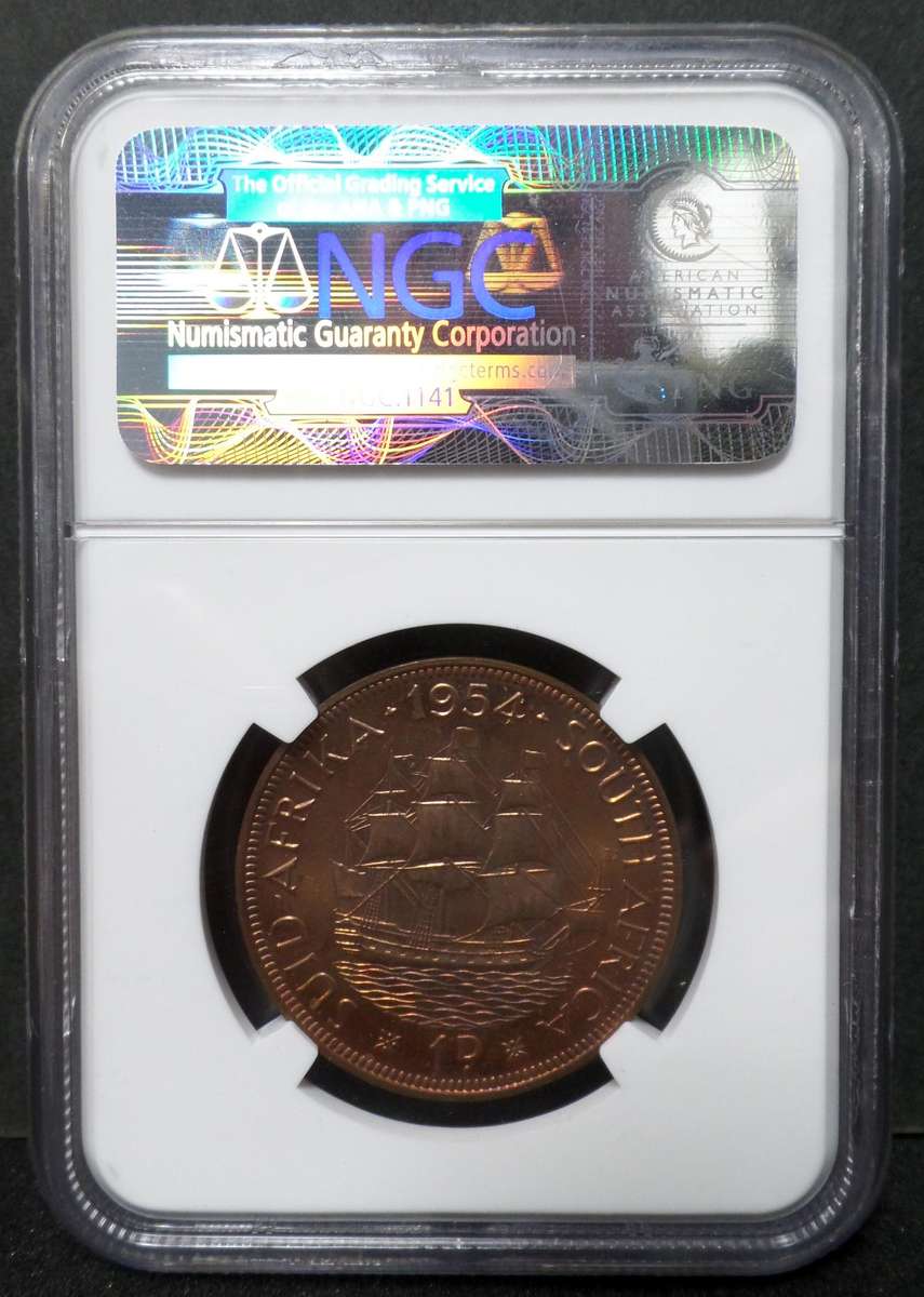 SA Union 1 Penny 1954 - NGC PF63 RB