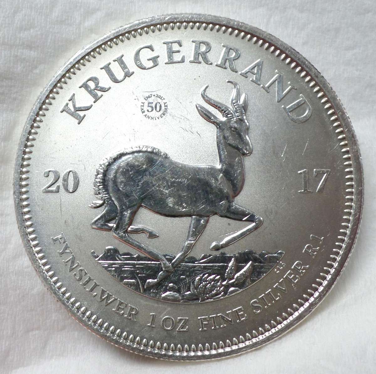 2017 1oz Silver Kruger with 50yrs Privy