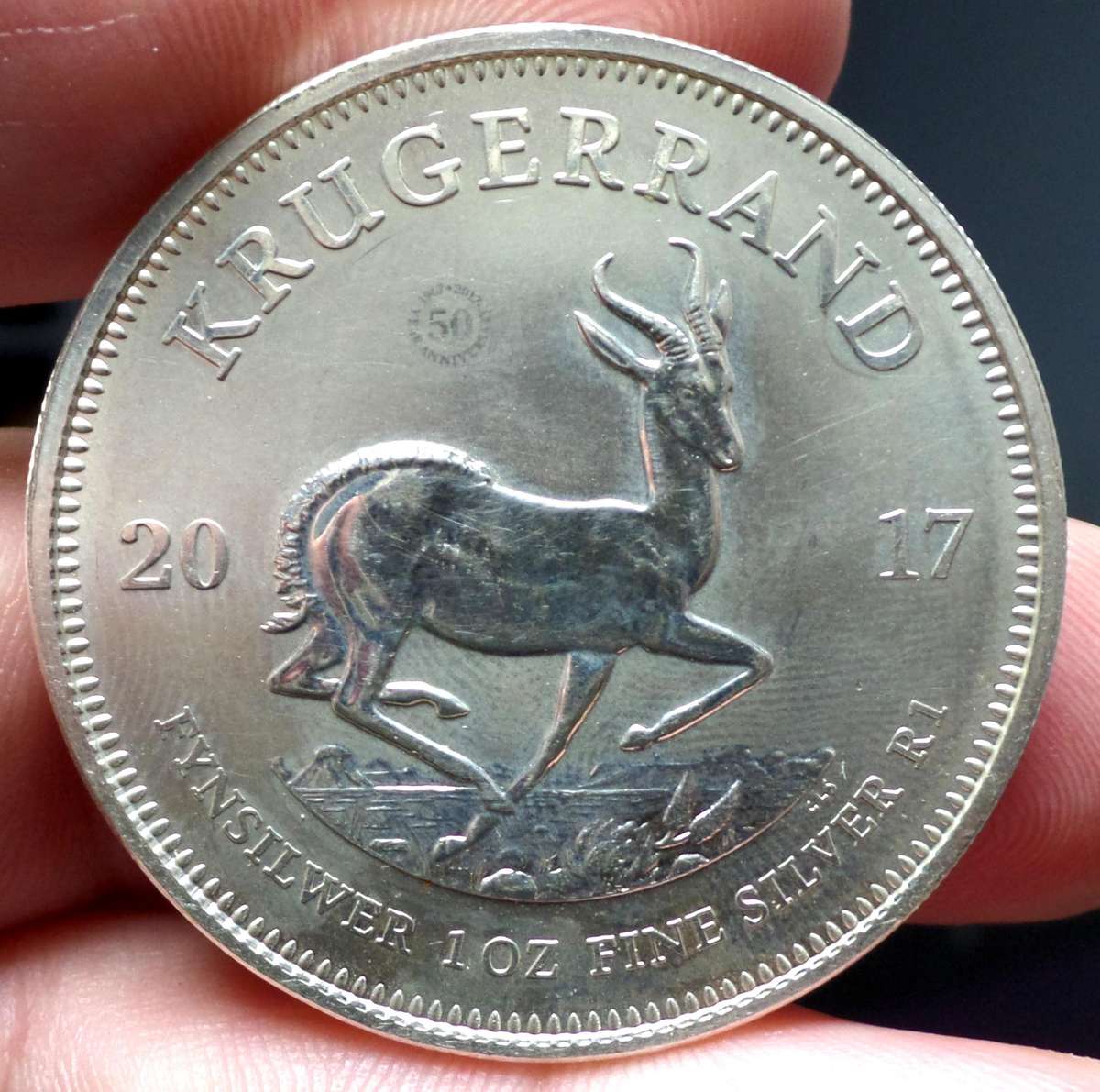 2017 1oz Silver Kruger with 50yrs Privy