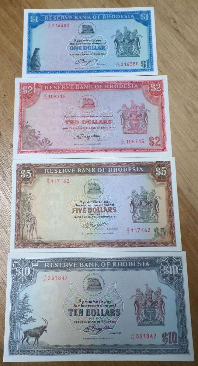 *R1 Auction* Rhodesia - Full set of notes all with Rhodes watermark