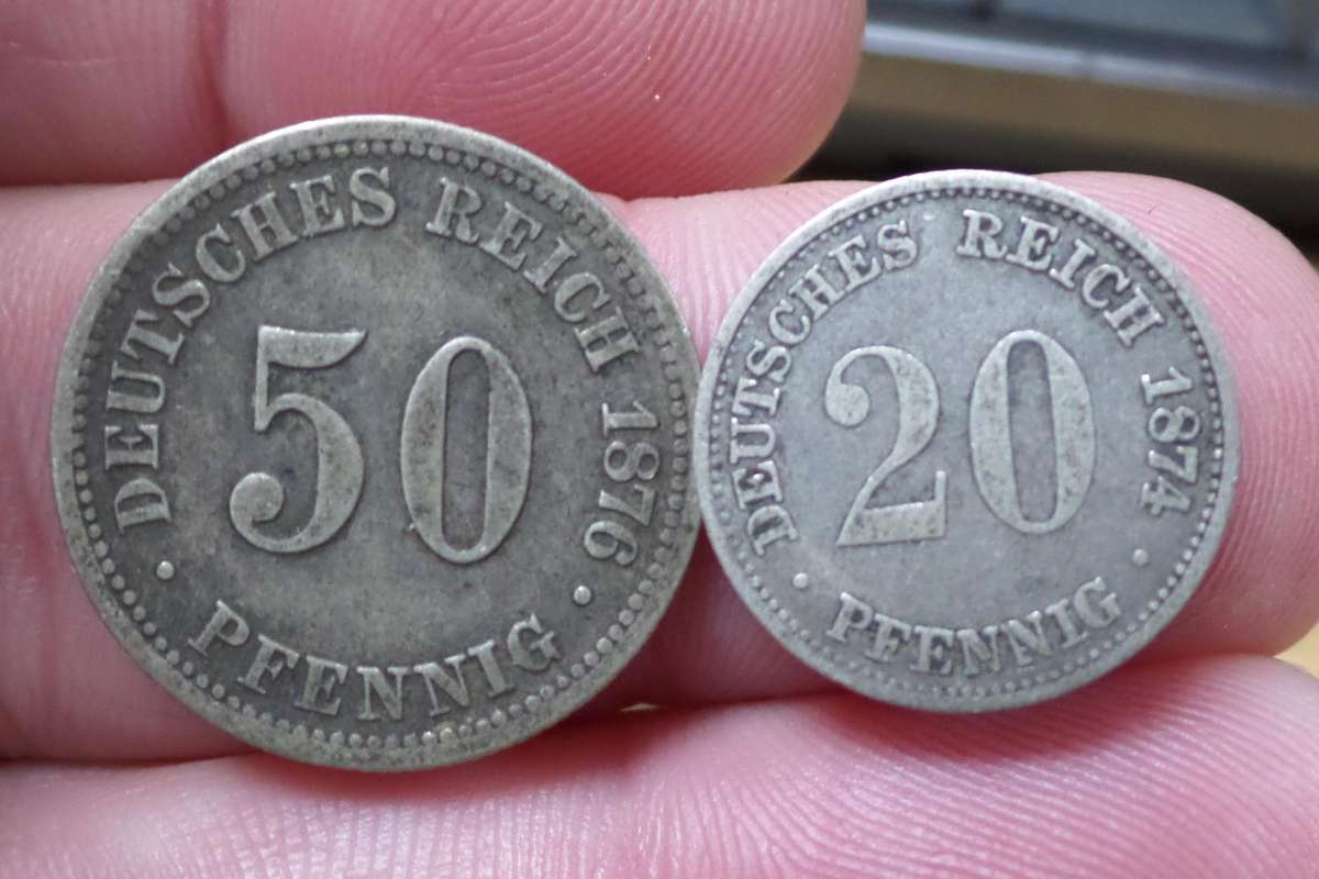*R1 Auction* Germany 20 & 50 Pfennig 1870's