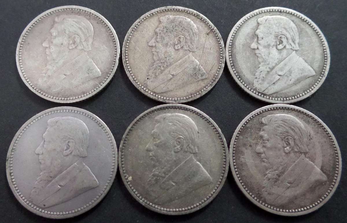 ZAR Sixpence 1892-1897 - Full set