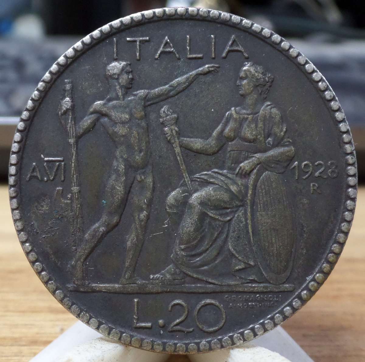 Italy 20 Lire 1928 - *Scarce date*