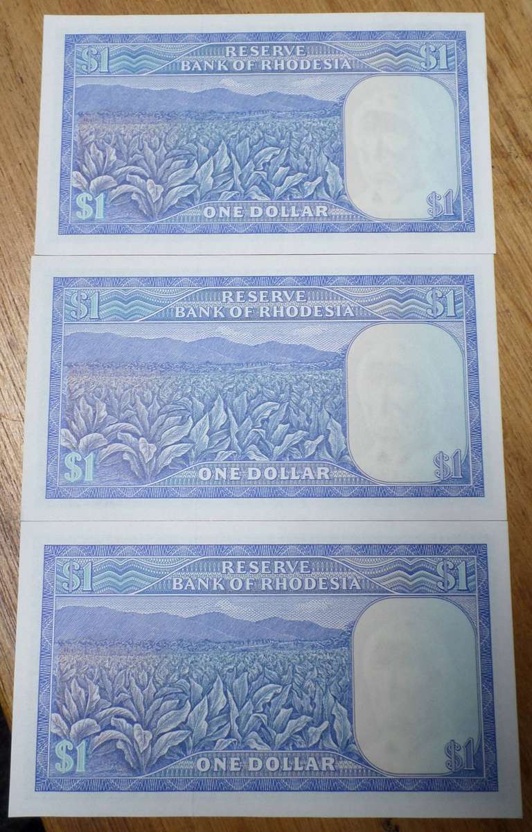 3x Rhodesia 1 Dollar 1978 - aUNC to UNC condition