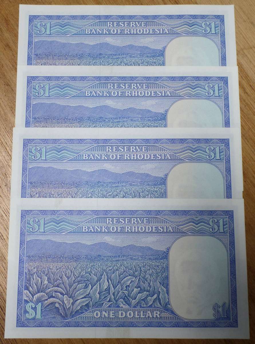 4x Rhodesia 1 Dollar 1978 - aUNC to UNC condition