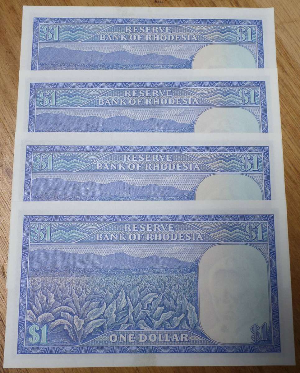 4x Rhodesia 1 Dollar 1978 - aUNC to UNC condition