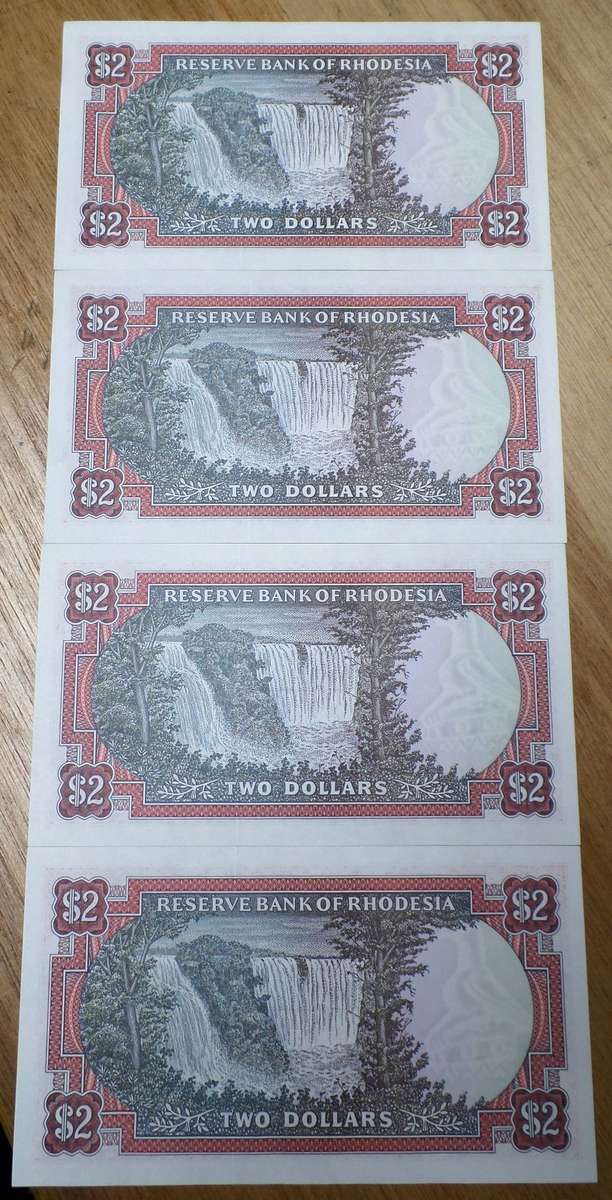 4x Rhodesia 2 Dollars 1979 - aUNC to UNC condition