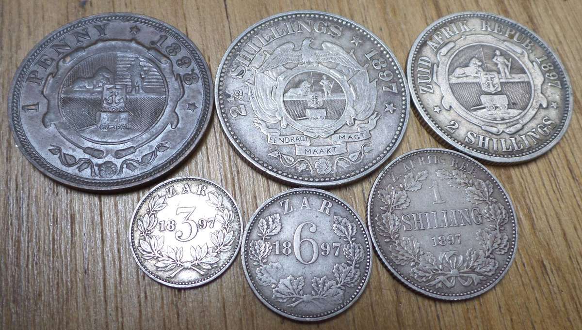ZAR 1897 - Full set of silver coins with 1898 Penny