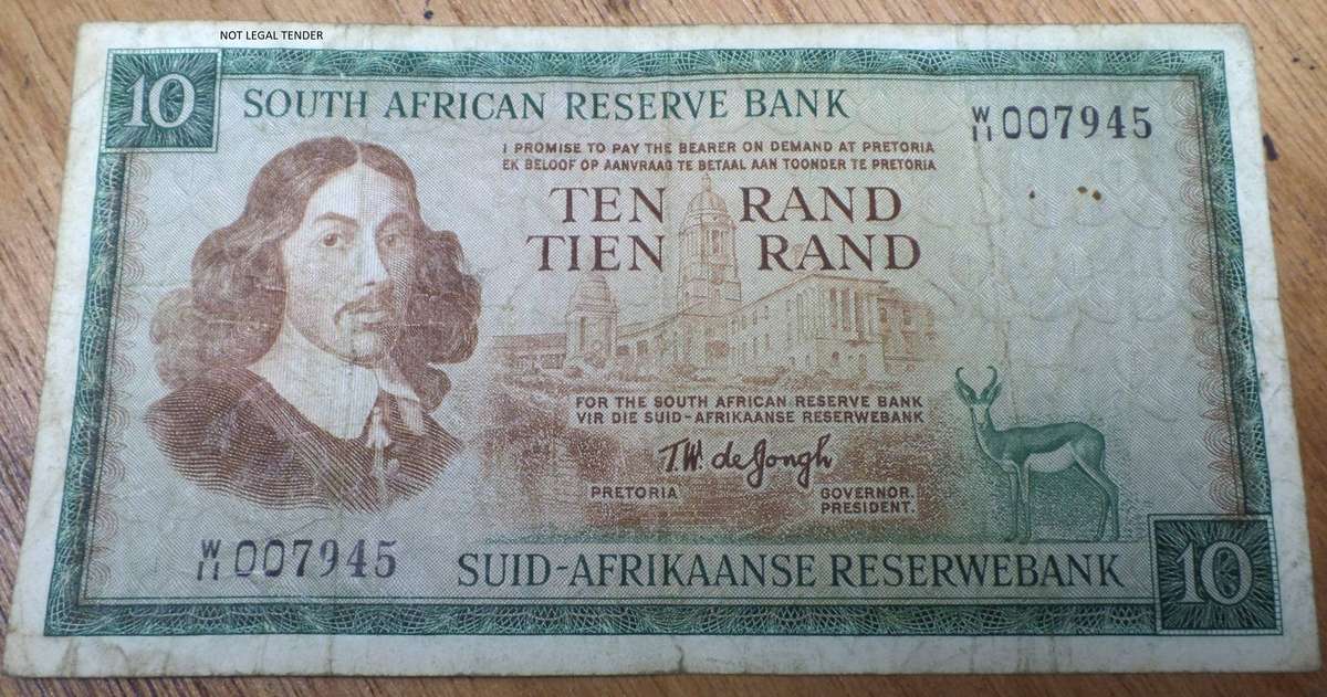 *R1 Auction* RSA 10 Rand 1967(TW de Jongh 1st Issue) - W11 Replacement