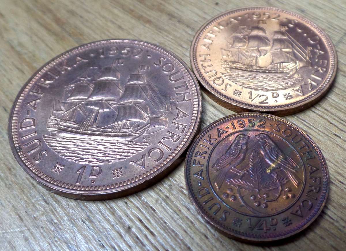 SA Union 1/4, 1/2 & 1 Penny 1952 - Proof