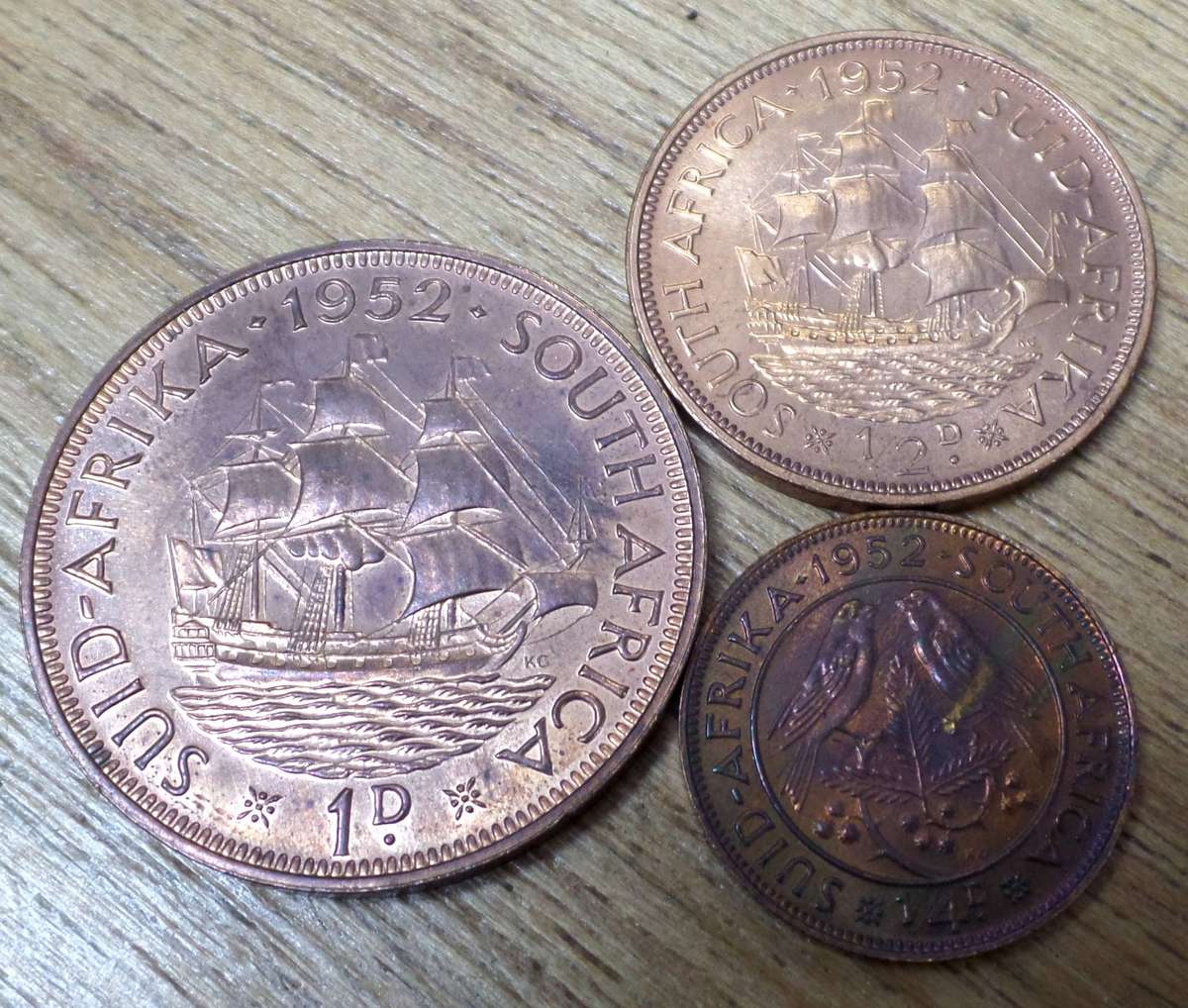 SA Union 1/4, 1/2 & 1 Penny 1952 - Proof