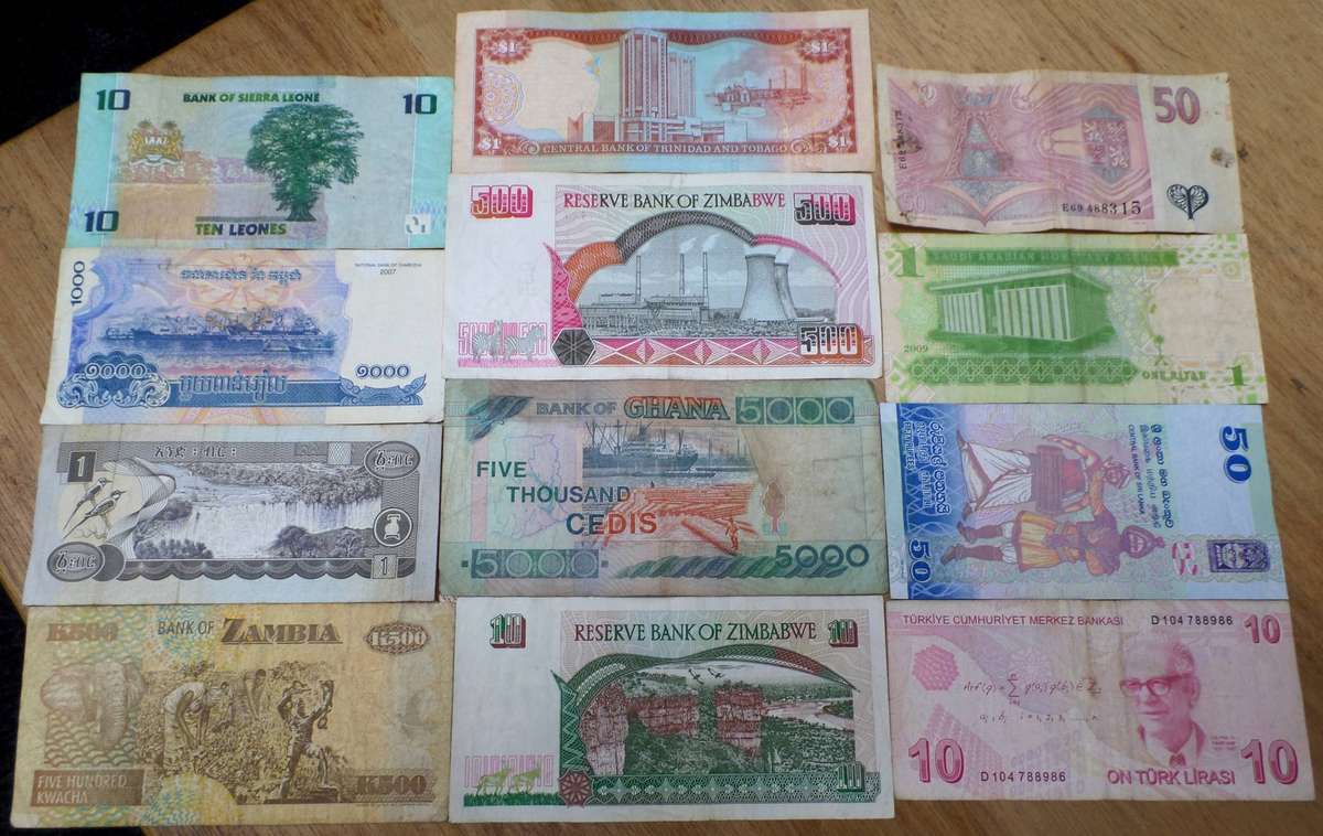 Lot of 12 International bank notes