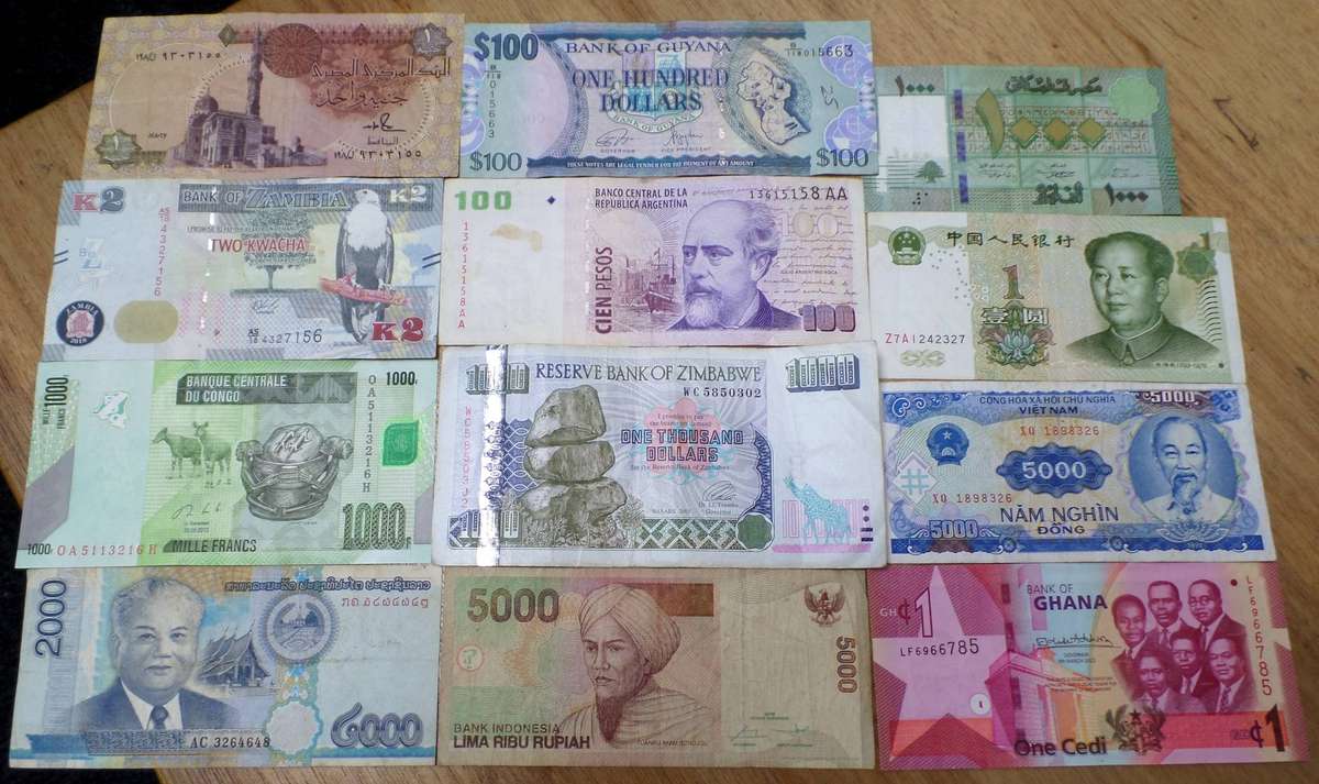 Lot of 12 International bank notes
