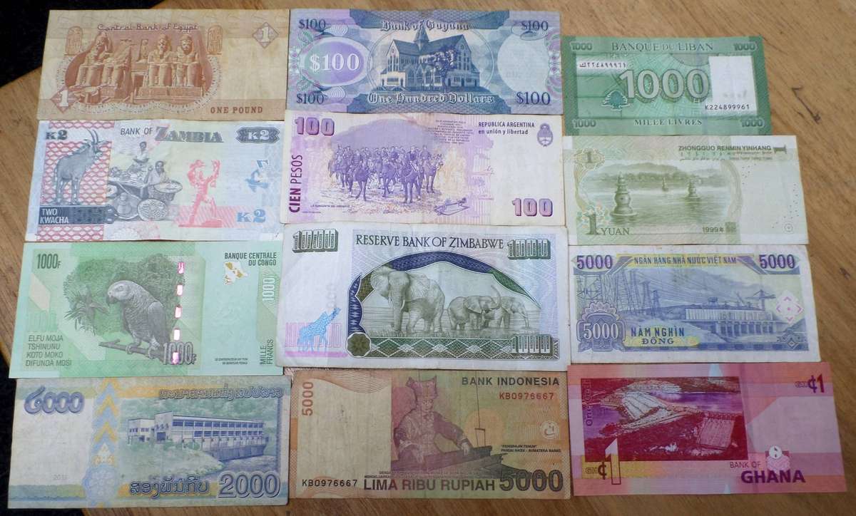 Lot of 12 International bank notes