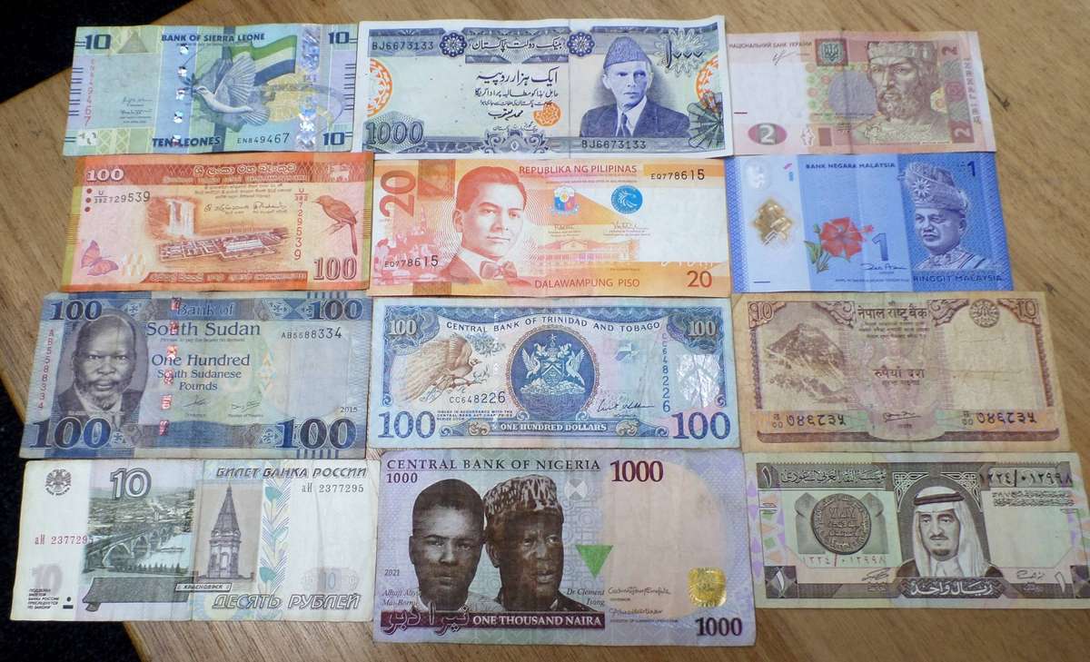 Lot of 12 International bank notes