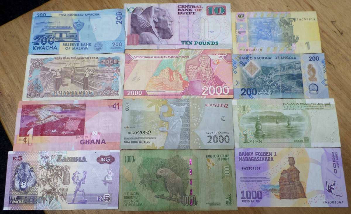 Lot of 12 International bank notes