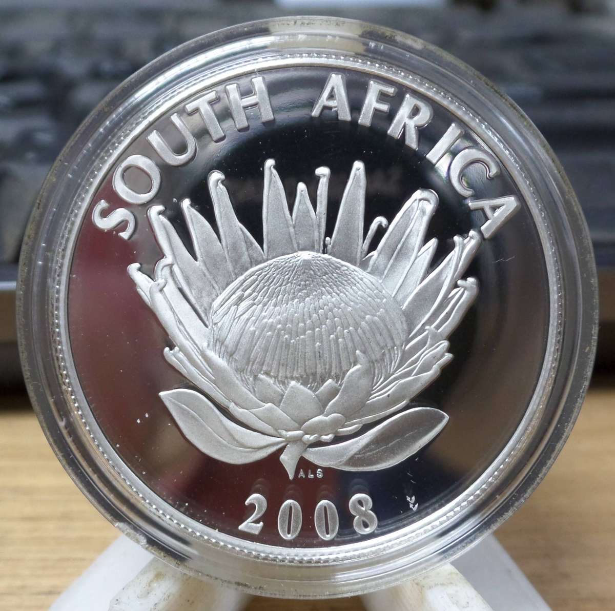 RSA 1 Rand 2008 - Ghandi Proof coin with *Scarce* Frosted Gap