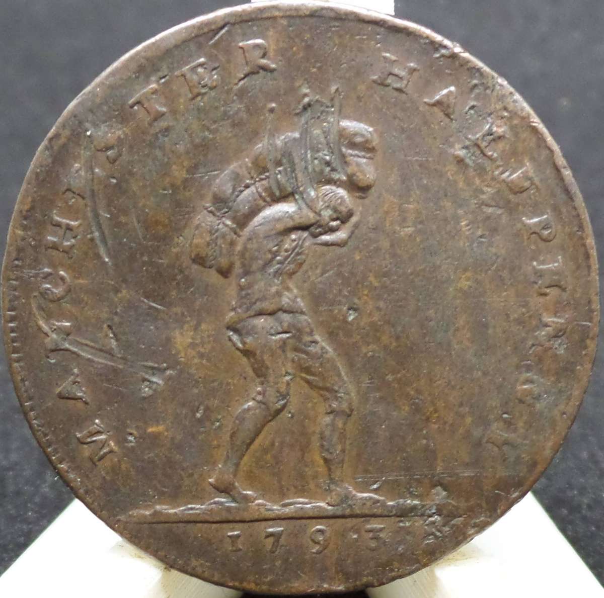 *R1 Auction* 1793 Lancashire Manchester Half Penny token