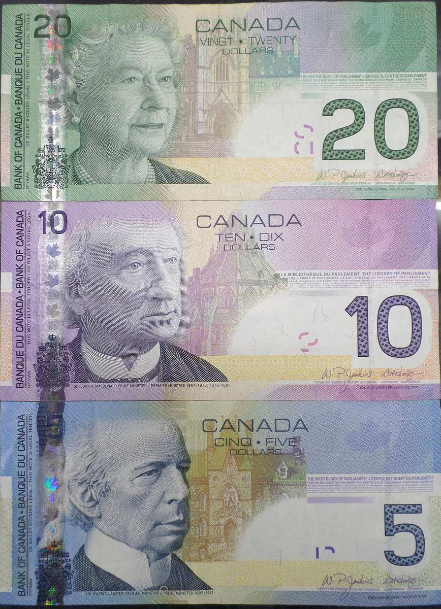 Canada 5,10,20 Dollars 2001 to 2011