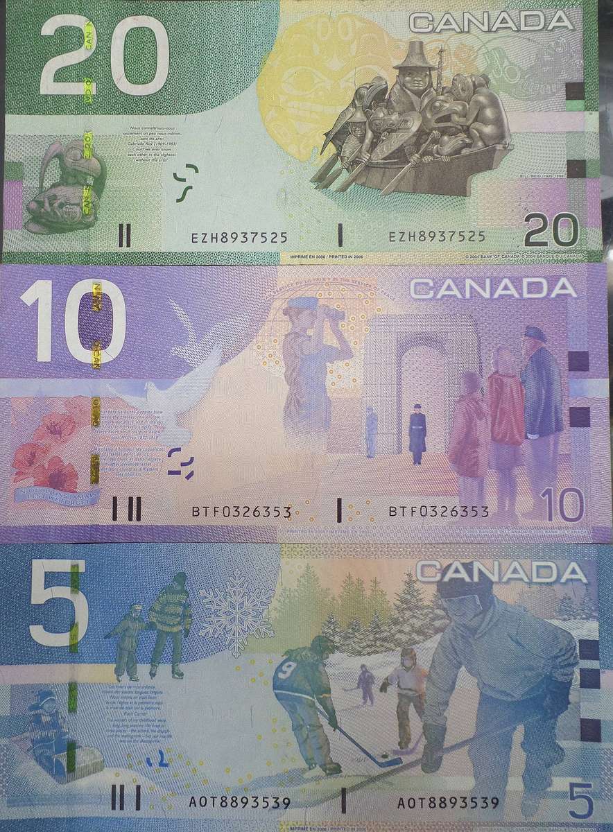 Canada 5,10,20 Dollars 2001 to 2011