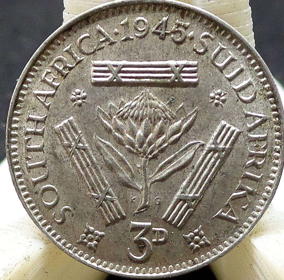 SA Union 3 Pence 1945 - Nice condition