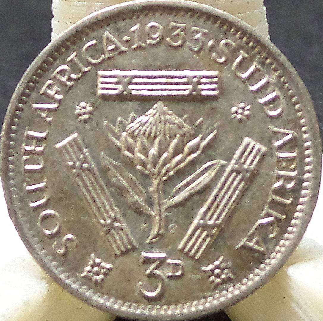 SA Union 3 Pence 1933 - EF+ condition