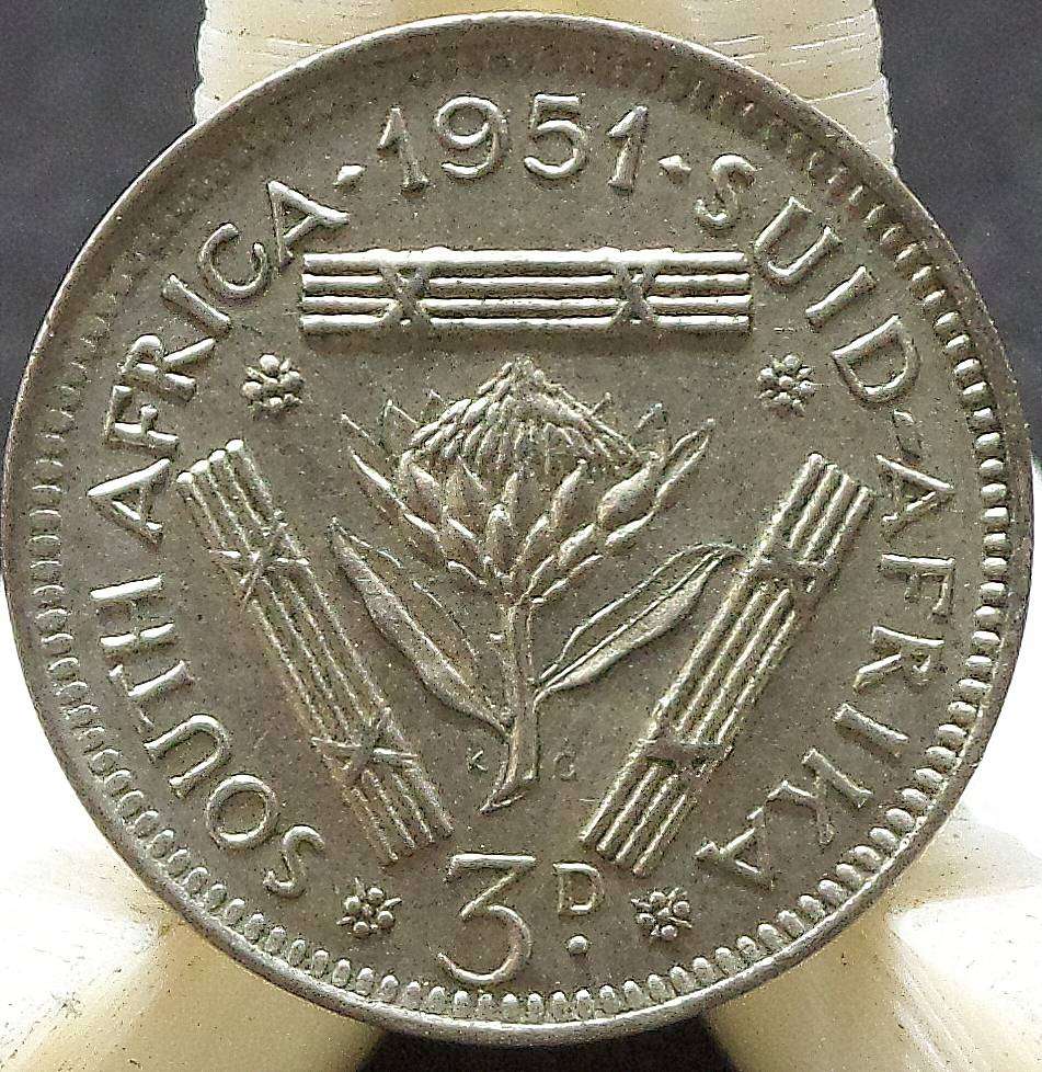 SA Union 3 Pence 1951 - Nice condition