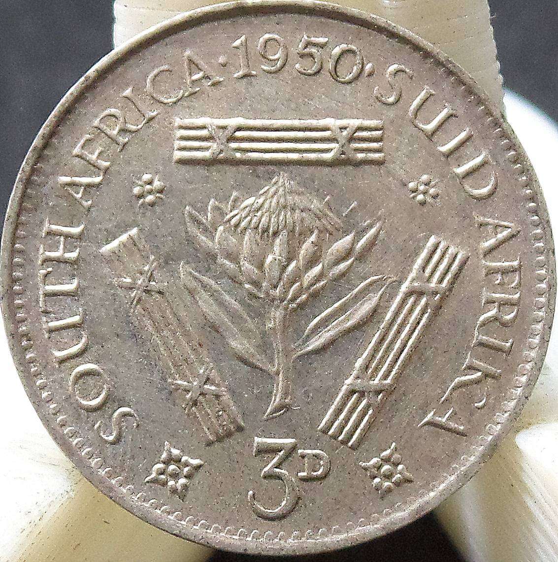 SA Union 3 Pence 1950 - aUNC condition