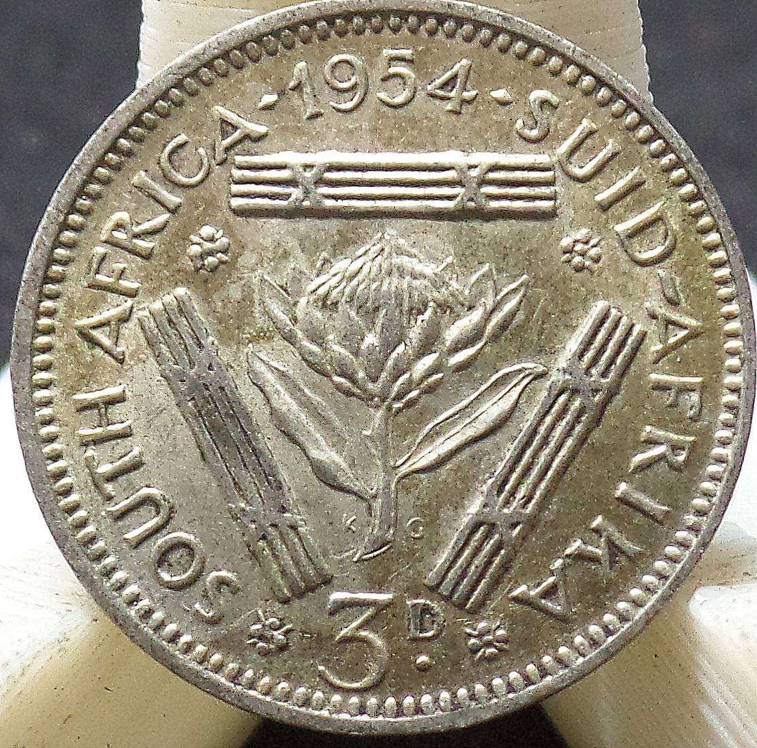 SA Union 3 Pence 1954 - Great condition