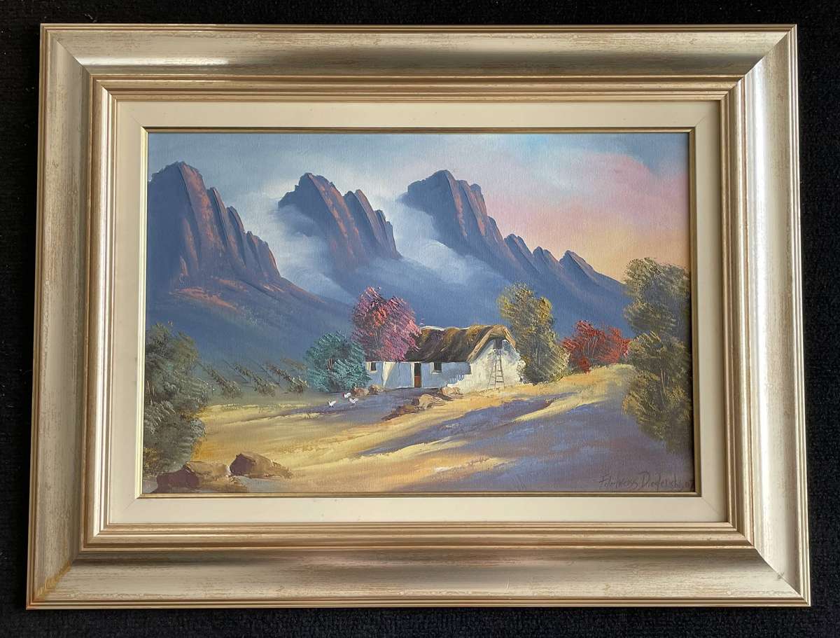 ORIGINAL EDELWEISS DIEDERICKS - OIL ON BOARD - "CAPE WINELANDS" 47.5CM X 62.5CM