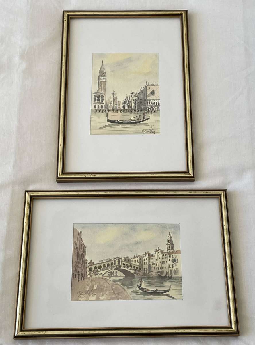 ORIGINAL TWO VENICE WATER COLOUR PAINTINGS - SIGNED AND DATED