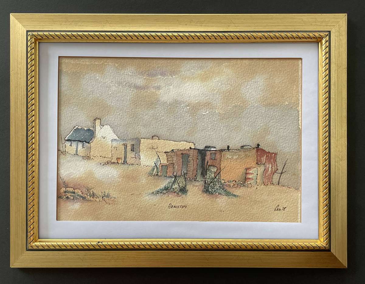 ORIGINAL ARNISTON HOUSES - WATER COLOUR - SIGNED AND DATED IN GOLD FRAME
