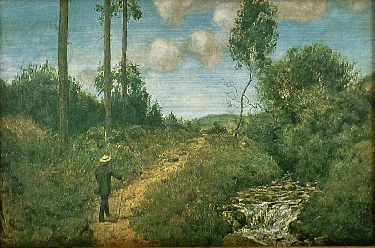 HANS THOMA - DER WANDERER - ORIGINAL GERMAN REPRODUCTION - CERTIFICATE ATTACHED