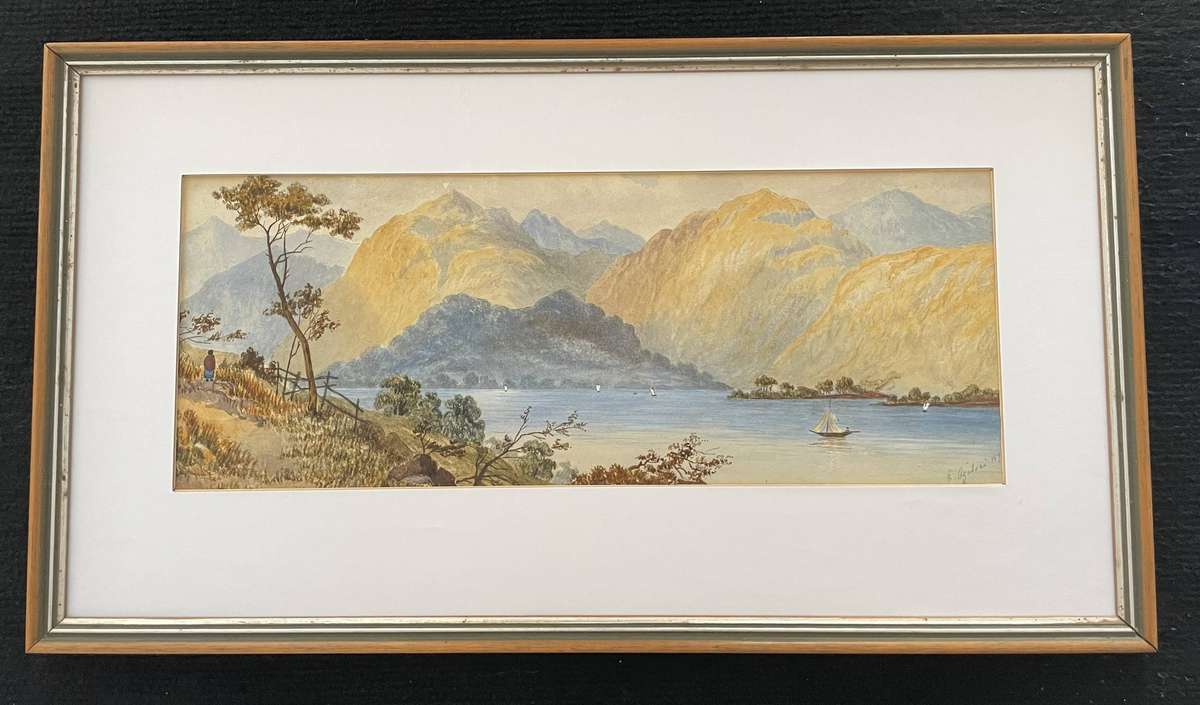 ORIGINAL STUNNING COLLECTABLE WATER COLOR - "SAIL BOATS" DATED 1876 SIGNED E. OGILVIE