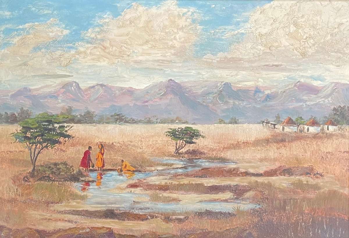ORIGINAL OIL PAINTING ON BOARD OF ZULULAND