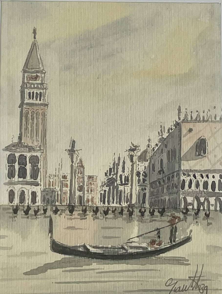 ORIGINAL TWO VENICE WATER COLOUR PAINTINGS - SIGNED AND DATED