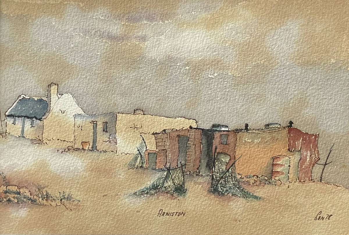 ORIGINAL ARNISTON HOUSES - WATER COLOUR - SIGNED AND DATED IN GOLD FRAME