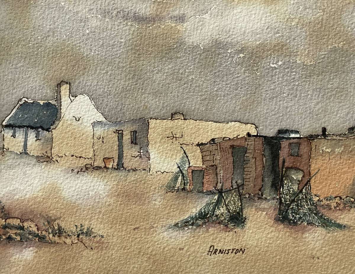 ORIGINAL ARNISTON HOUSES - WATER COLOUR - SIGNED AND DATED IN GOLD FRAME