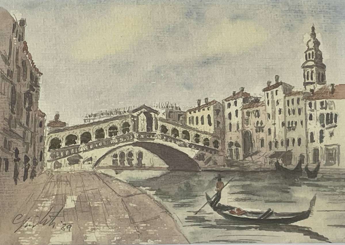 ORIGINAL TWO VENICE WATER COLOUR PAINTINGS - SIGNED AND DATED