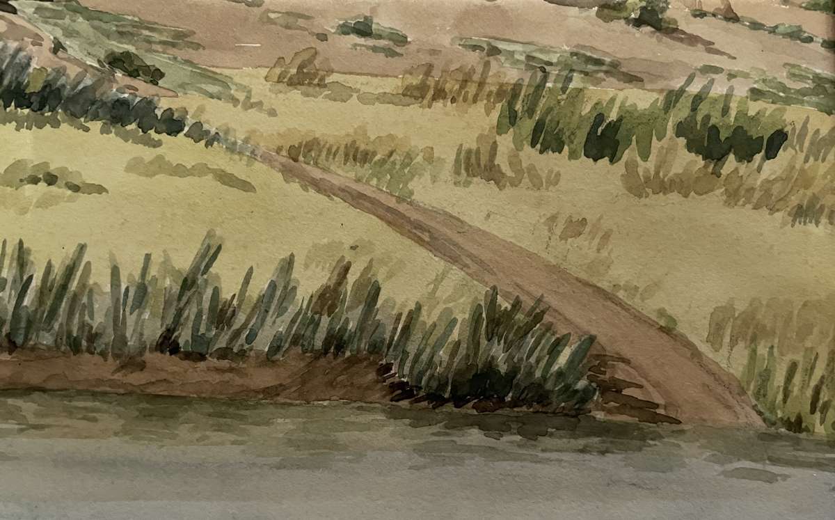 "KAROO RIVER STREAM" - ORIGINAL P WHITWORTH WATER COLOUR PAINTING IN GOLD FRAME